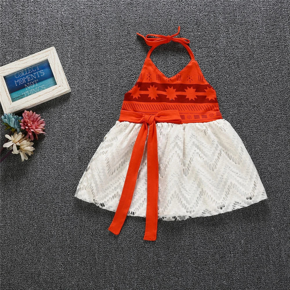 Toddler Girls Moana Dress Up Beautiful Baby Vest Backless Dress Christmas Fancy Costume for Girls