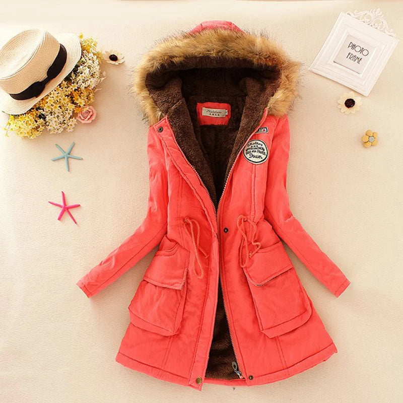 Winter Jacket WomenParka Casual Outwear Military Hooded Coat