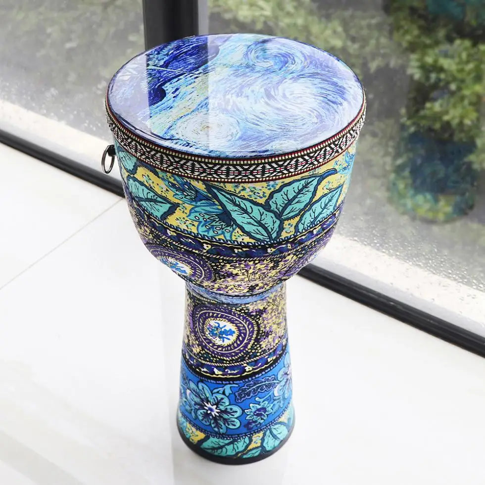 8.5 Inch Beautiful African Djembe Drum Colorful Cloth Art ABS Barrel PVC Skin for Children Hand Drum