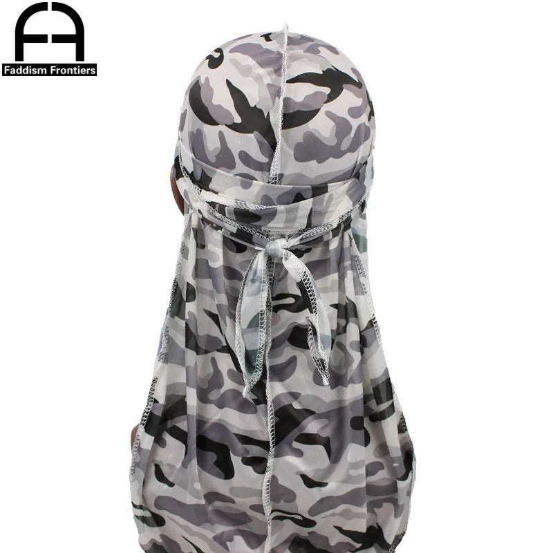 Fashion Camo Men's Silky Durags Turban Print Men Silk Durag