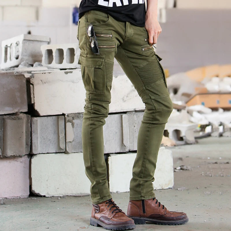 Green Black Biker jeans