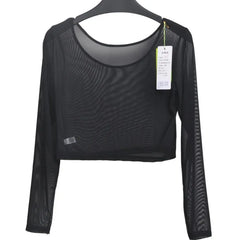 Women Slim Semi-transparent Mesh Crop Tops Tshirt