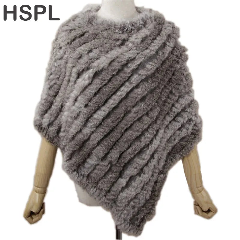 rabbit fur shawl Knitted Women