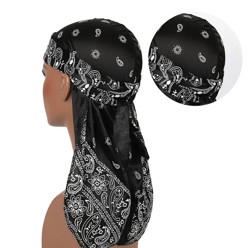 Hair Accessories Silky Durag Bandanas Insect Print Hats For Women Men