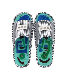 Blue Stripe Health Care Taichi Foot Massage Slippers With Magnet