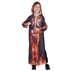 Flame Skeleton Robe Boy magic suit Christmas Party Dress Up Items Halloween Fancy cosplay Dress child costume