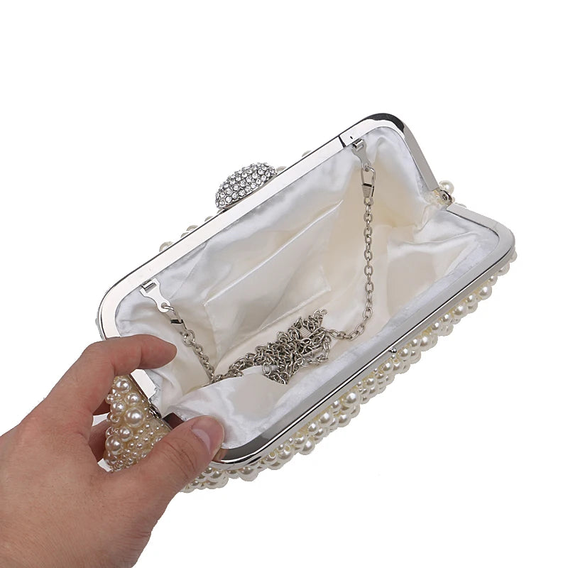 vintage evening bags imitation pearl shell women bag