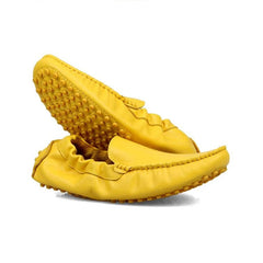 Summer Colors New Breathable Real Leather Casual SLIP-ON Green Shoes Men Driving Yellow Loafers