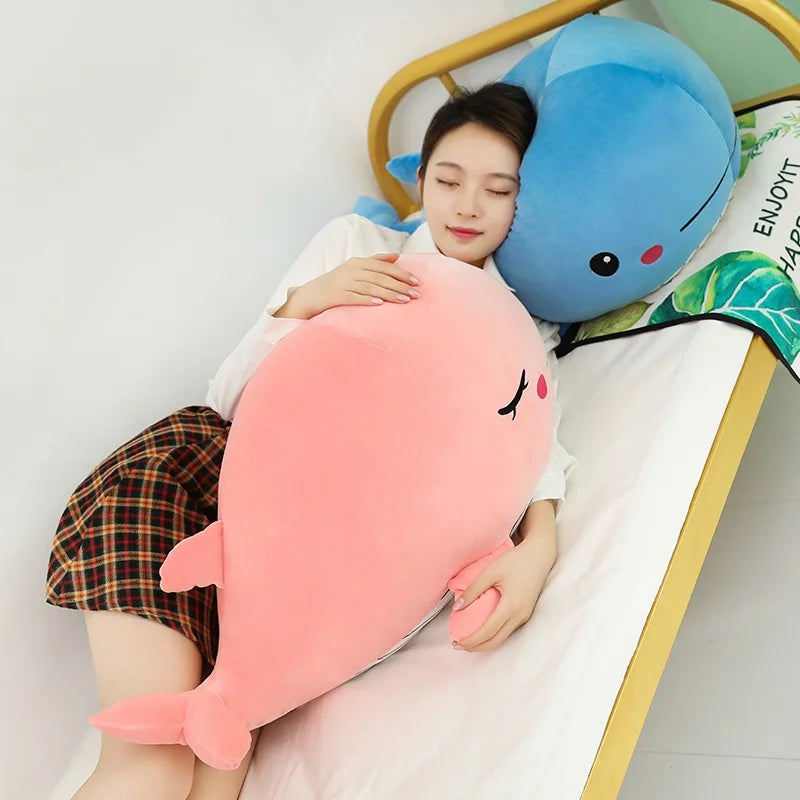 Kawaii Soft Whale Plush Toy Cartoon Animal Fish Stuffed Doll Sleeping Pillow Cushion