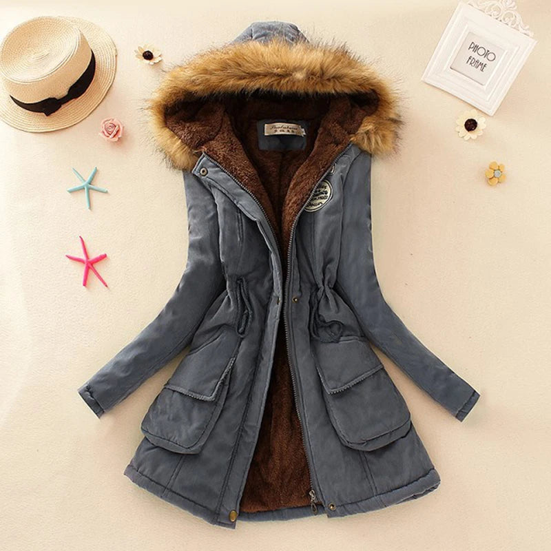 Winter Jacket WomenParka Casual Outwear Military Hooded Coat