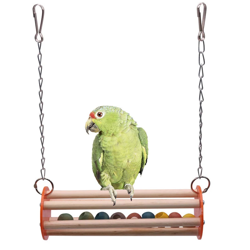 Bird Toys Set Swing Chewing Training Toys Small Parrot Hanging Hammock Parrot Cage Bell Perch Toys