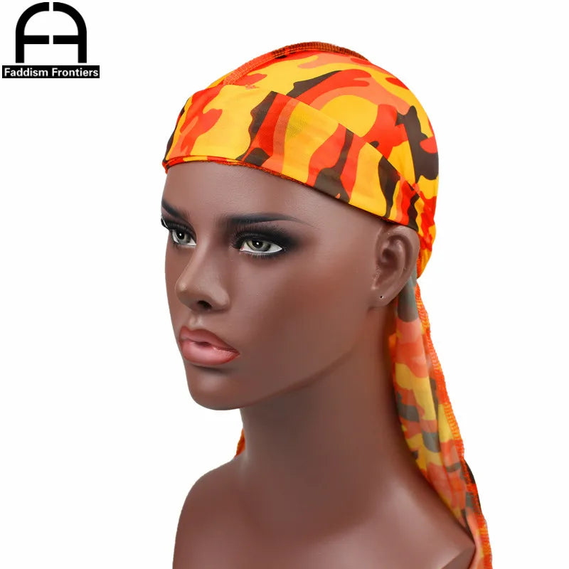 Fashion Camo Men's Silky Durags Turban Print Men Silk Durag