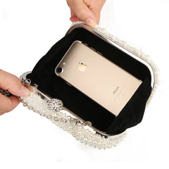 Pearl Clutch Bags Women Purse Ladies white Hand Bags Evening Bags for Party Wedding black Shoulder Bag