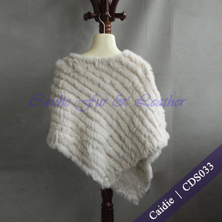 rabbit fur shawl Knitted Women