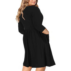 Summer Dress Loose pocket design solid plus size dresses women clothing dress