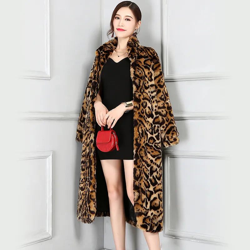 Fur Leopard Coat Women