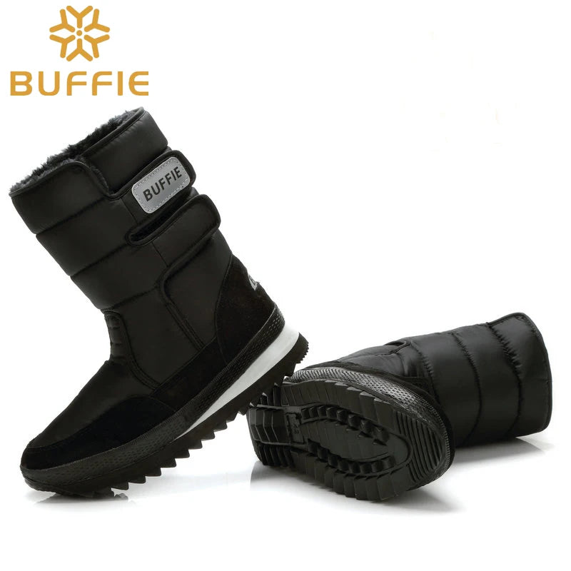 Men shoes for Winter Solid Black Snow Boots