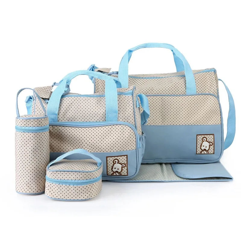 MOTOHOOD 5pcs Baby Diaper Bag Sets Large-capacity Fashionable Mother's Maternity Bag Mommy Bag