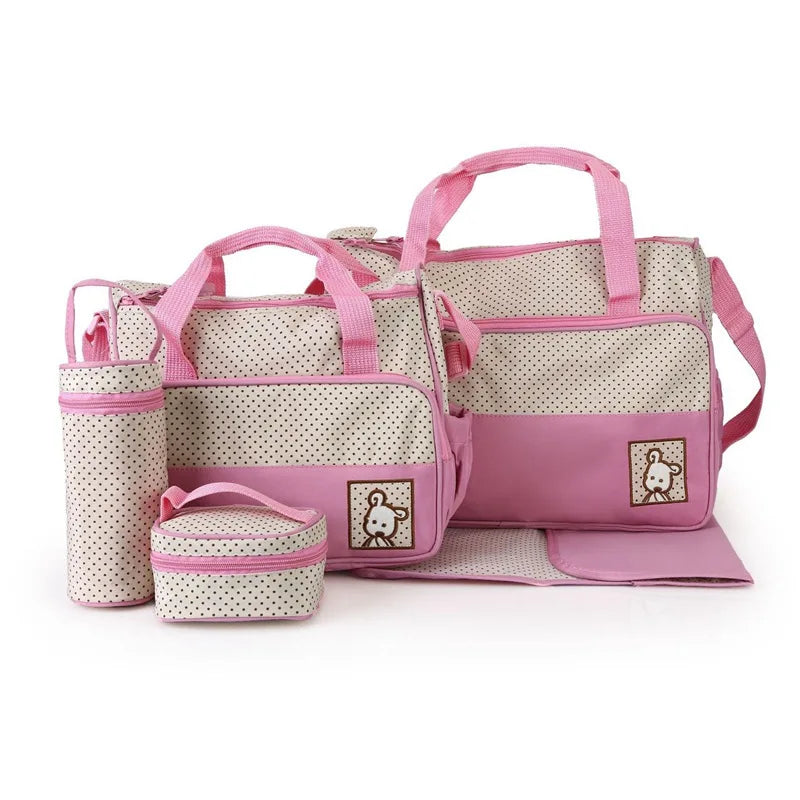 MOTOHOOD 5pcs Baby Diaper Bag Sets Large-capacity Fashionable Mother's Maternity Bag Mommy Bag