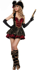 Classic Women Female Pirate Costume Cosplay Halloween Carnival Fancy Party Dress