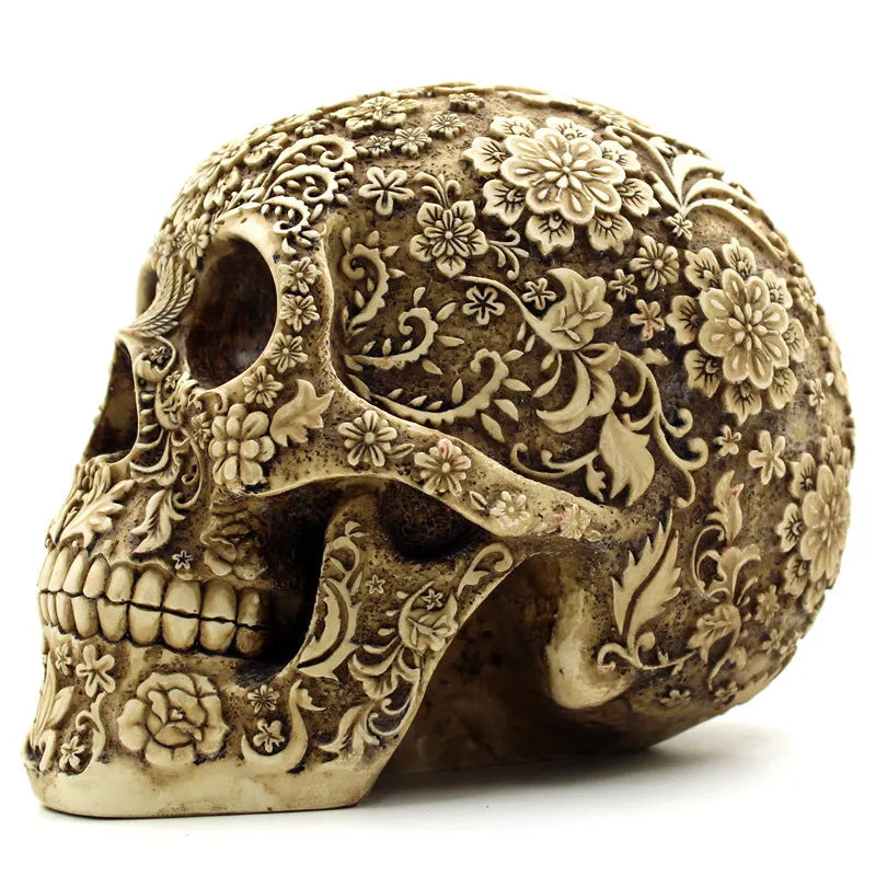 Retro Skull Decor Home Decoration Ornaments Creative Art Carving  Sculptures Skull Model Halloween Gifts