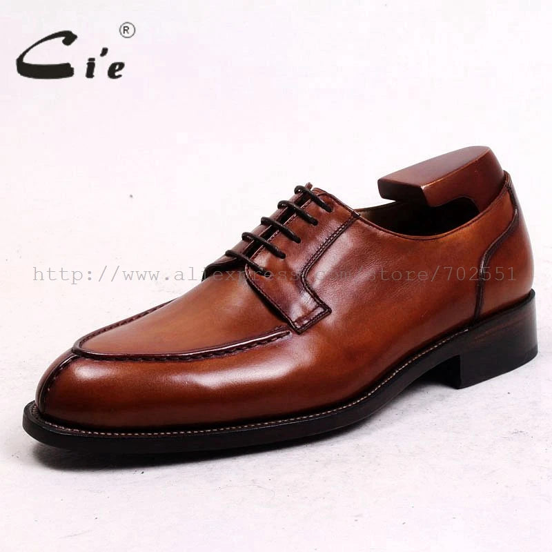 Bespoke Custom Handmade Genuine Calf Leather Outsole Breathable Lacing Men's Derby shoe Brown