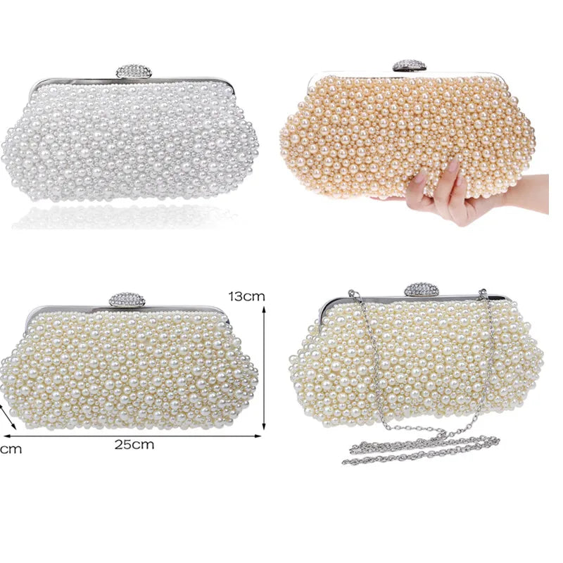 vintage evening bags imitation pearl shell women bag