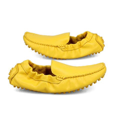 Summer Colors New Breathable Real Leather Casual SLIP-ON Green Shoes Men Driving Yellow Loafers