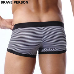 BRAVE PERSON Brand  Men's Lycra Cotton Underwear Boxers Men Knit Stripe Boxer Shorts