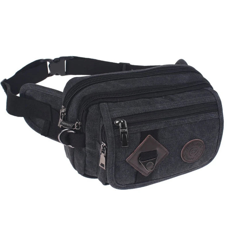 Fashion Casual Canvas Messenger Bags Waist Packs Purse Men Portable Vintage Men Waist Bags Travel Belt Wallets