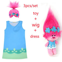 Children trolls Dress toy Costumes Girls Summer dress For Party Kids poppy lace Dresses Princess Dress