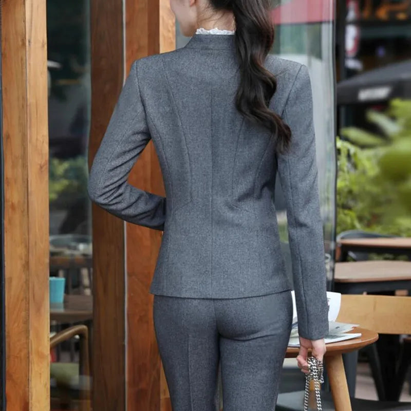 Pant Suits For Women Clothes Office Lady Formal Work Wear Uniform