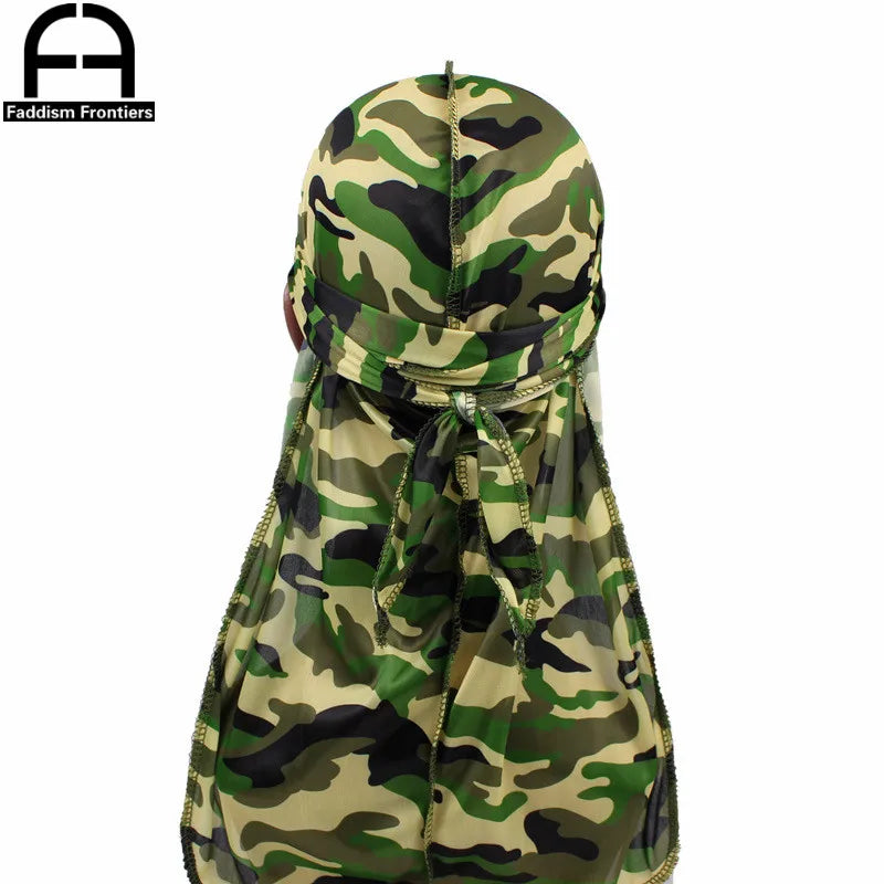 Fashion Camo Men's Silky Durags Turban Print Men Silk Durag