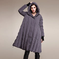 Hooded Cloak Style Long Down Jacket