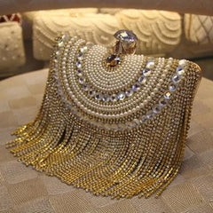 Diamonds Beaded Metal Evening Bags Chain Shoulder Messenger Purse Evening Bags For Wedding Bag