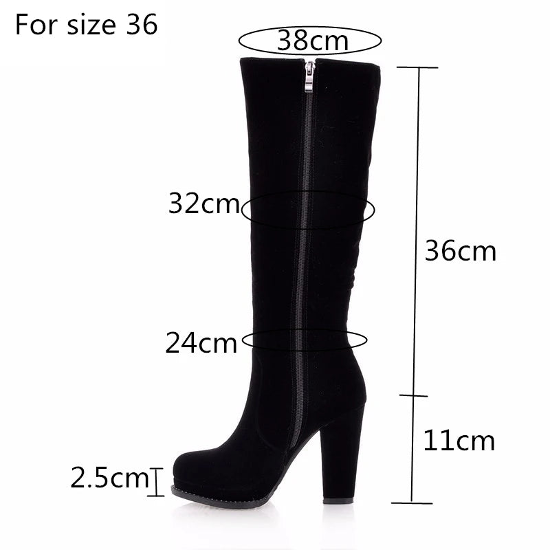 Women's Winter High Boots Fashion Flock Knight Knee High Boot Women