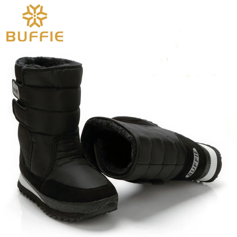 Men shoes for Winter Solid Black Snow Boots