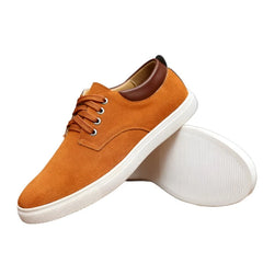 Men Flats Shoes Male Leather Casual Breathable Shoes Lace-Up