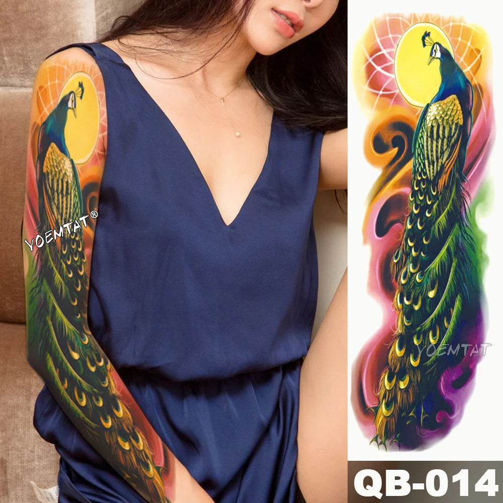 Large Arm Sleeve Tattoo Wave Waterproof Temporary Tattoo Sticker