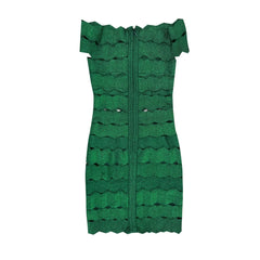 Shoulder Hollow Out Mini Dress Vestidos Bodycon Bandage Green Dress Women