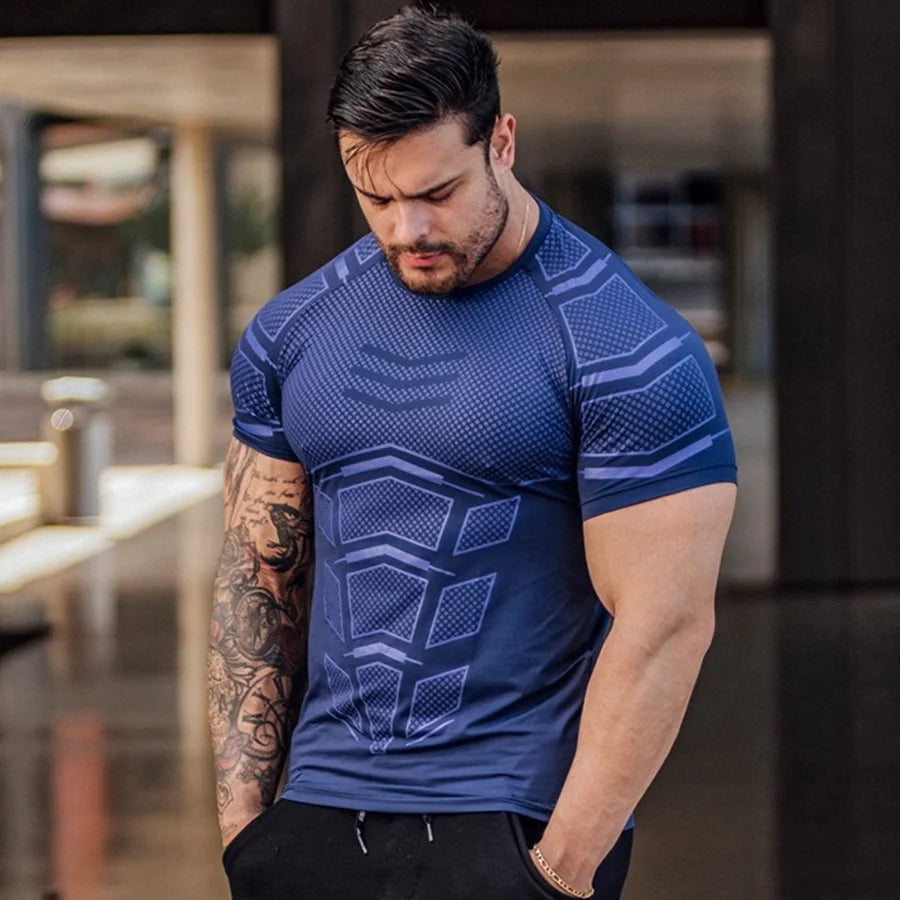 Men Compression Skinny T-shirt Gym Fitness Bodybuilding Shirt