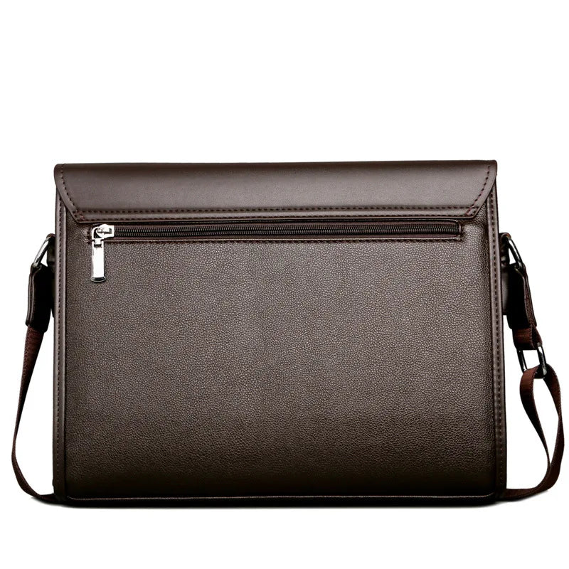 Fashion Black Briefcase Men's Messenger bag Soft PU Leather Shoulder bag