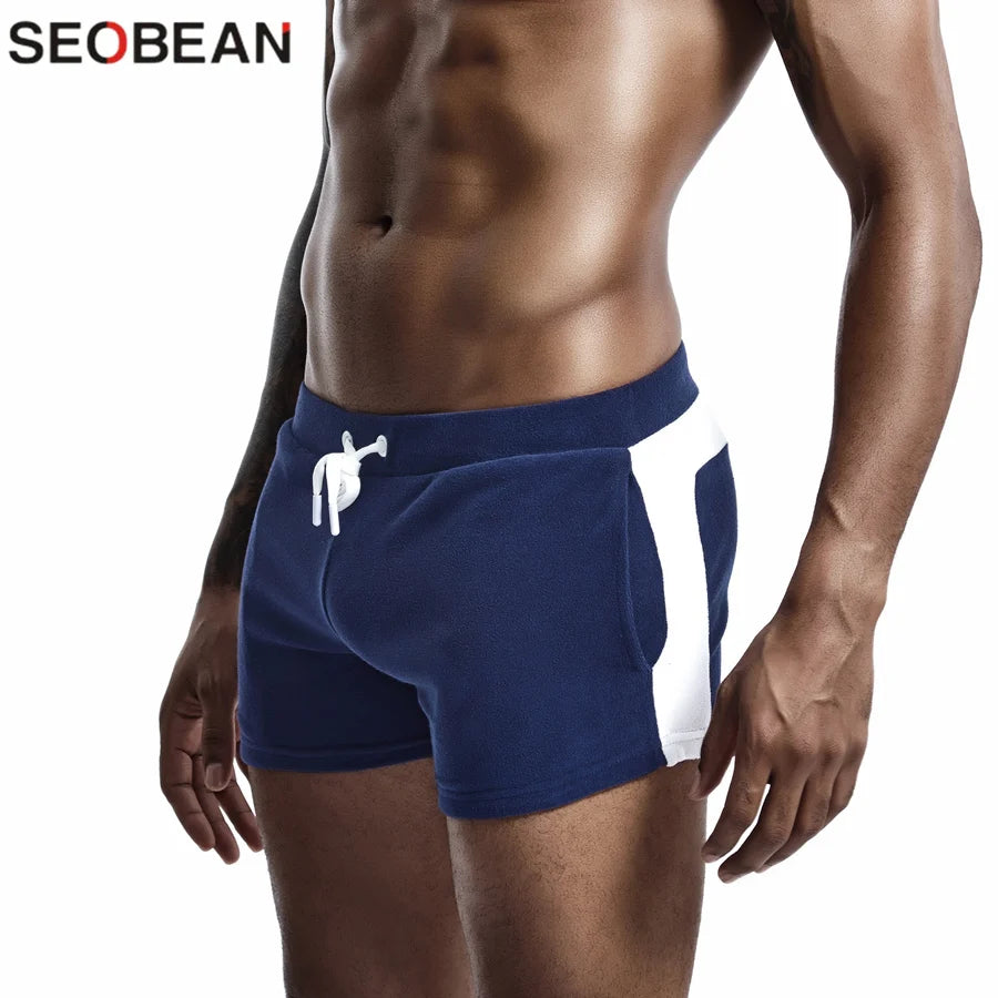 SEOBEAN Men Homewear Shorts  Casual Short Pants