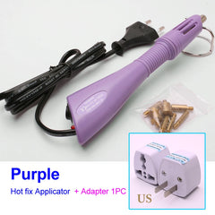 Fast Heated! Hotfix Rhinestone Applicator Purple US/EU Plug Choice Hotfix Applicator Lron-On Wand Heat-Fix Tool Wand Gun Garment