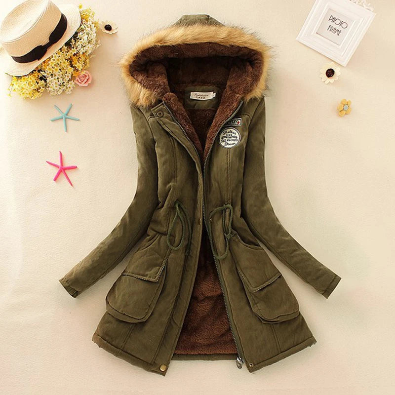 Winter Jacket WomenParka Casual Outwear Military Hooded Coat