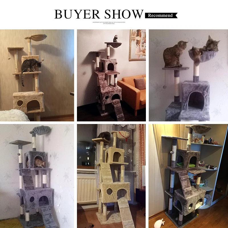 Cat Tree Condo Furniture with Sisal-Covered Scratching Posts Plush Condos for Kittens Cats and Pets