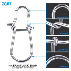 NiceFastlock Snap Fishing Barrel Swivel safety snap 12mm-33.5mm Swivel Snap 0#-8# fishing swivels