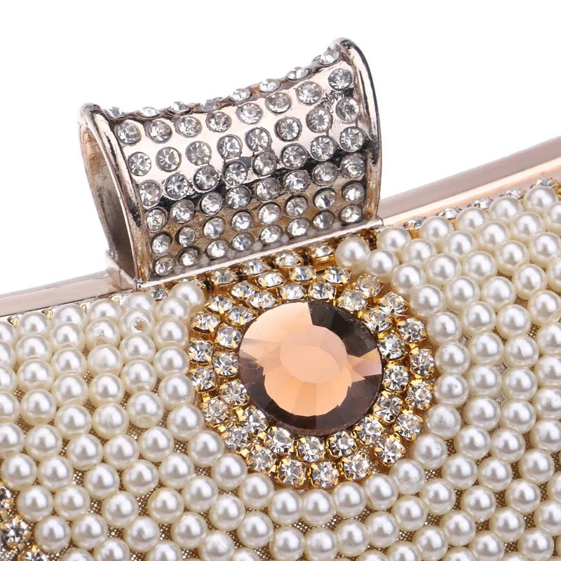 Diamonds Beaded Metal Evening Bags Chain Shoulder Messenger Purse Evening Bags For Wedding Bag