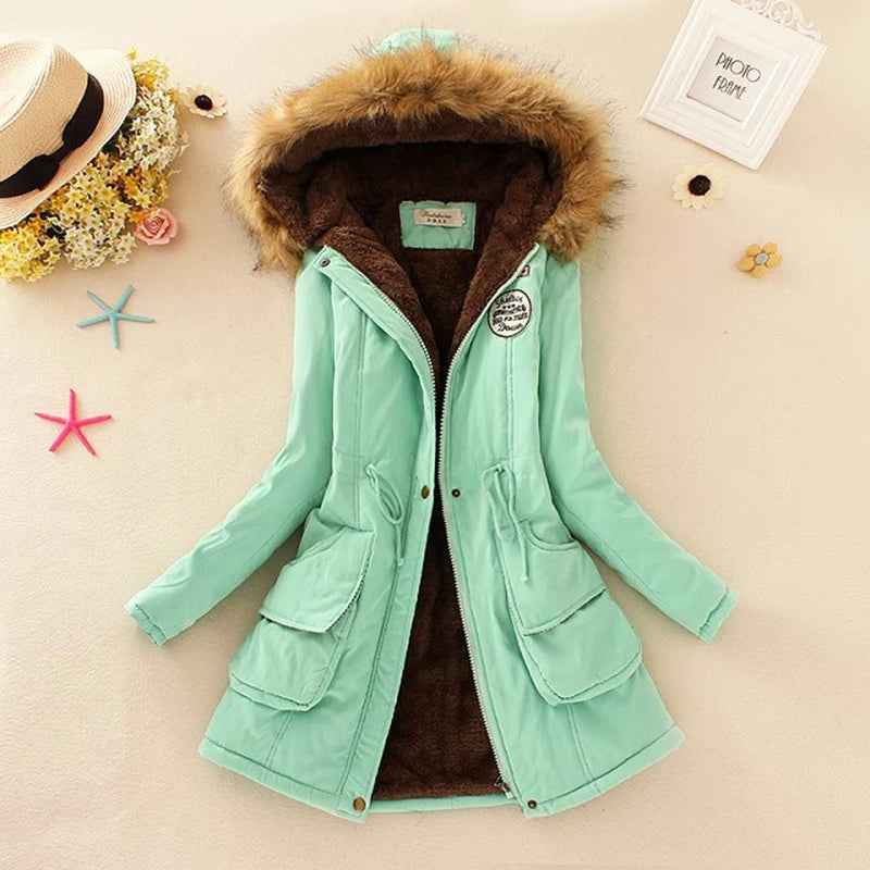 Winter Jacket WomenParka Casual Outwear Military Hooded Coat