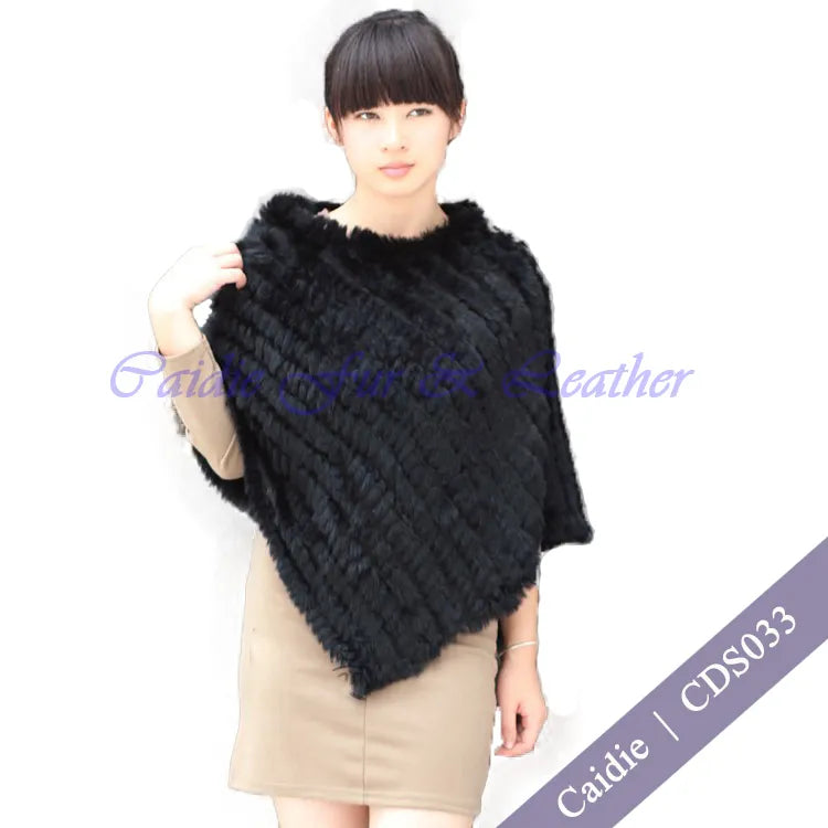 rabbit fur shawl Knitted Women